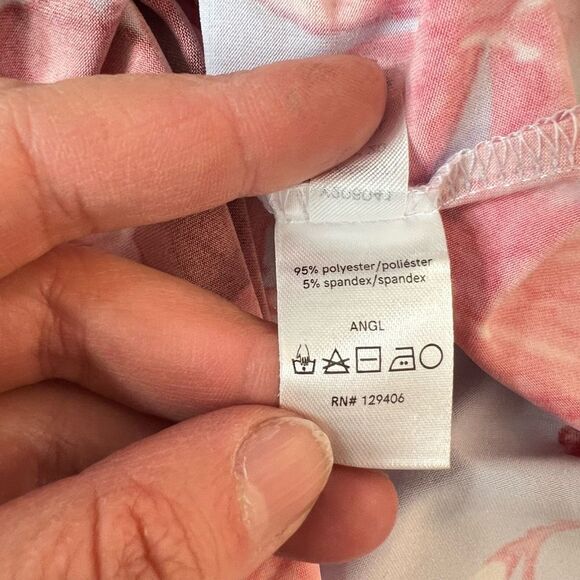 Venus light blue floral short puff sleeve grommet cutout waist summer party dres - Picture 11 of 13